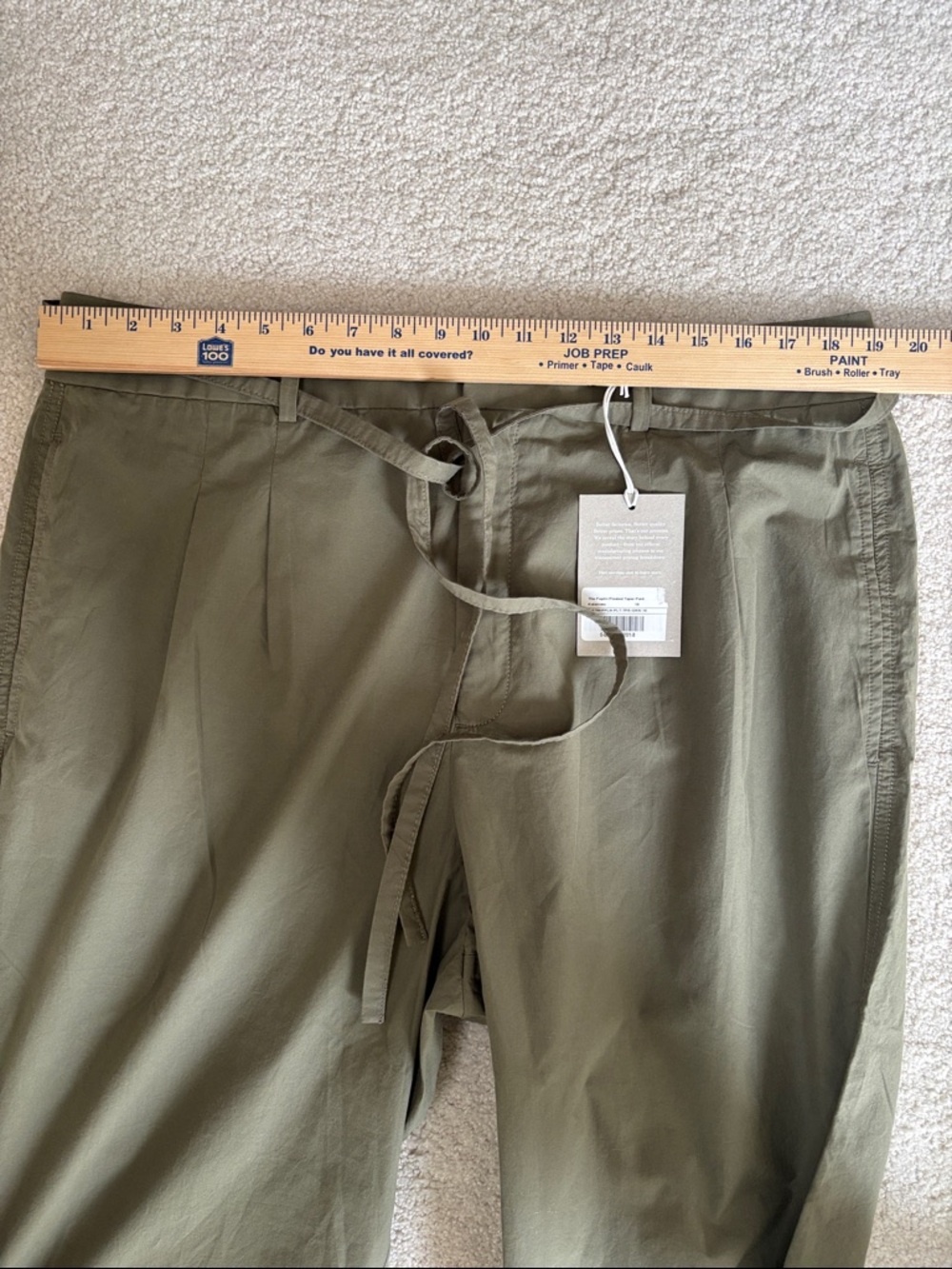 Everlane Poplin Pleated Taper Pants Cotton Olive Green Travel Womens Size 16 - Picture 7 of 14